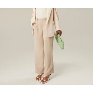 Toulair The Vritti Trouser NWT Beige High Rise Pleated Relaxed Pants Size 29x27